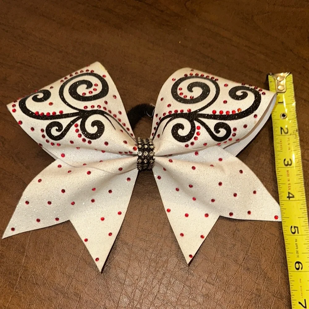 White and Black Decorative Hair Bow
